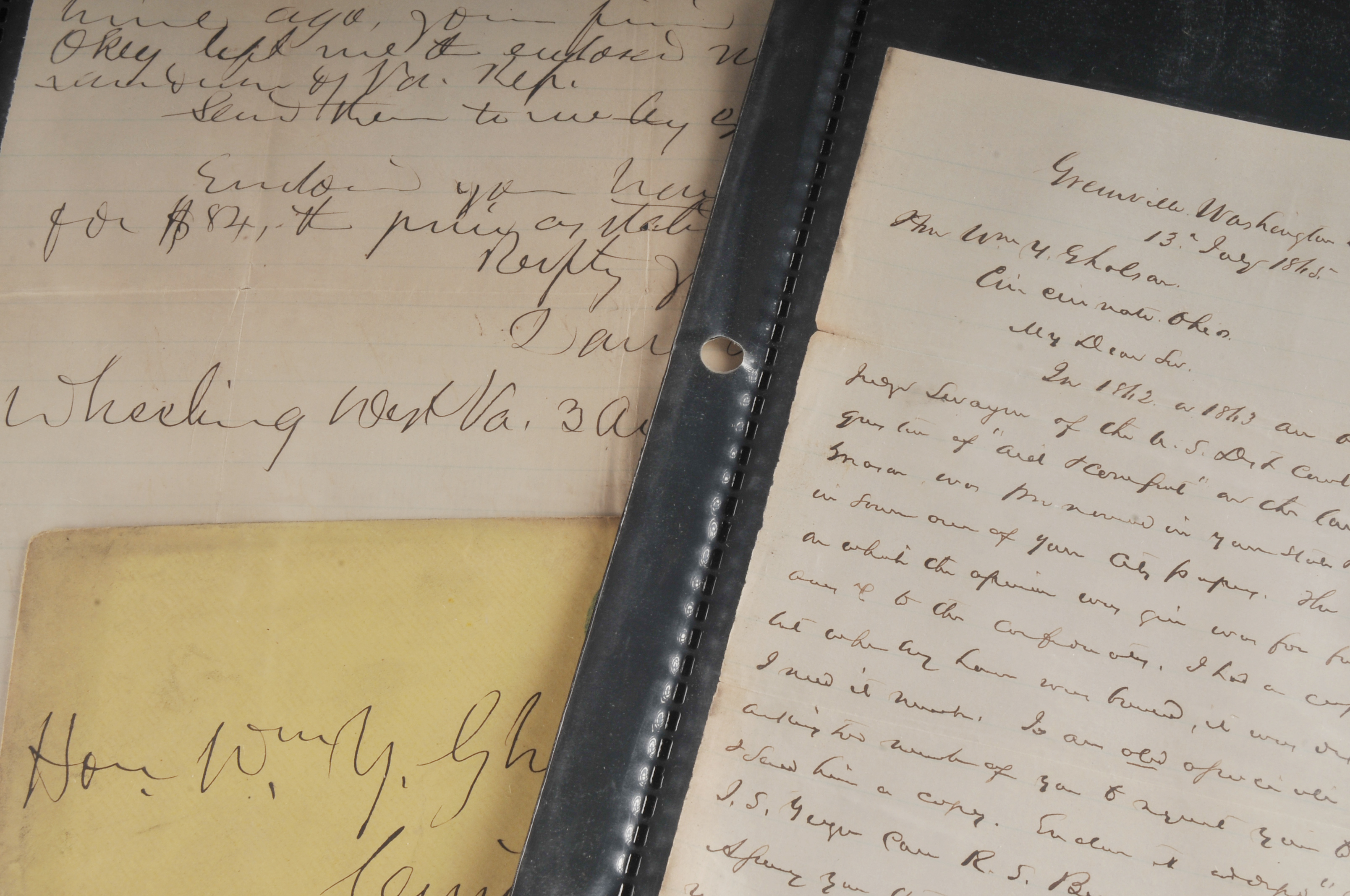 C. 1860's Letters To William Yates Gholson, Ohio Supreme Court Judge 1859-1863.