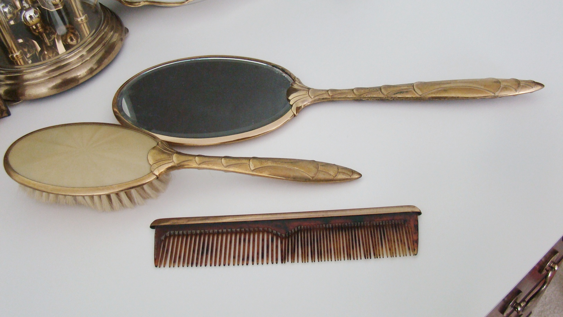 Vintage brush, comb and mirror set