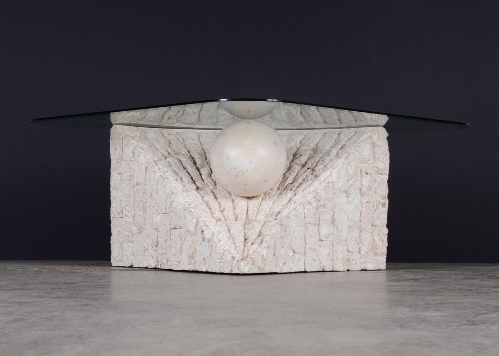 Modern Cast Resin Triangular Coffee Table