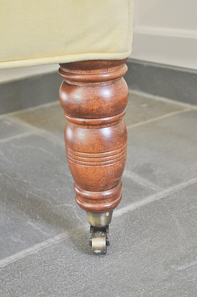 Suede-like Pale Yellow Bench on Casters