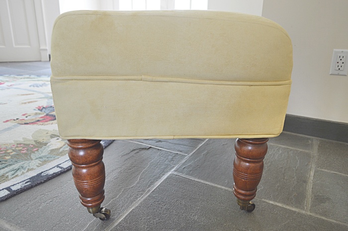 Suede-like Pale Yellow Bench on Casters