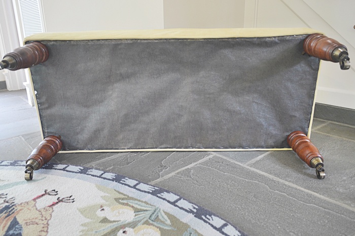 Suede-like Pale Yellow Bench on Casters