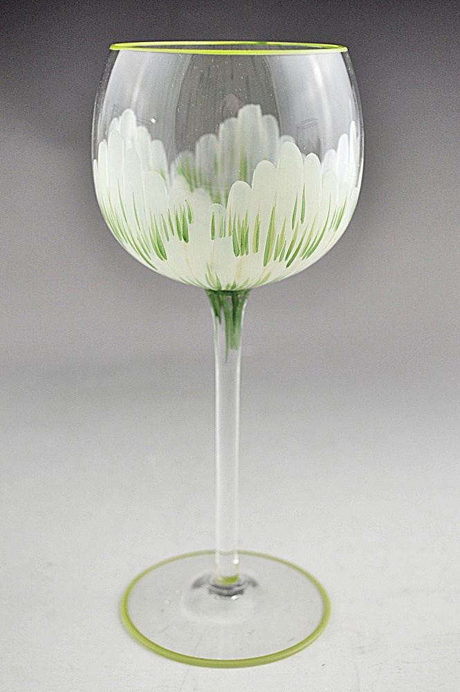 Delicate Hand Painted Floral Wine Glasses