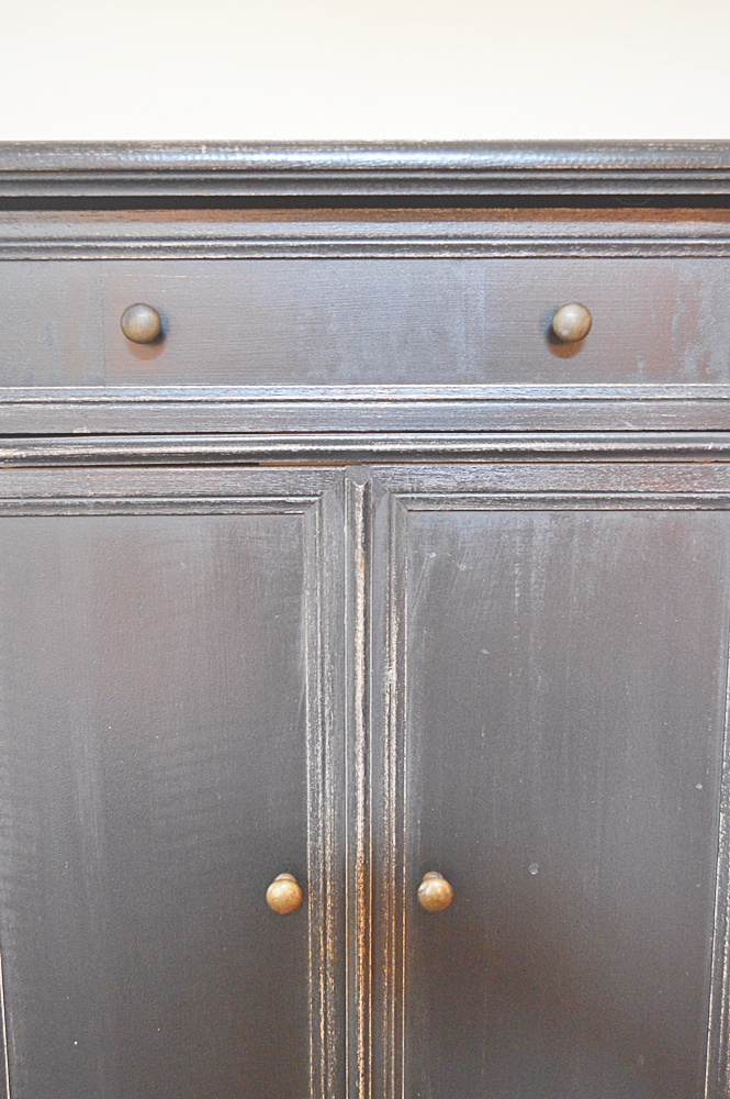 Narrow Italian-made Distressed Black Finish Occasional Table