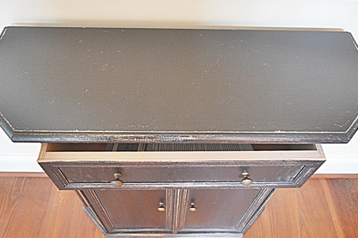 Narrow Italian-made Distressed Black Finish Occasional Table