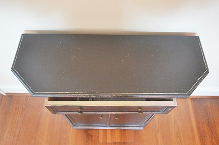 Narrow Italian-made Distressed Black Finish Occasional Table