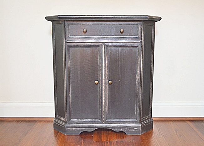 Narrow Italian-made Distressed Black Finish Occasional Table