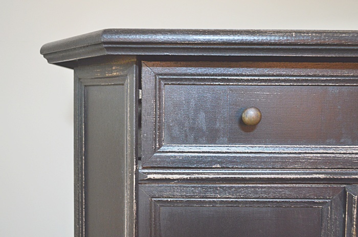 Narrow Italian-made Distressed Black Finish Occasional Table