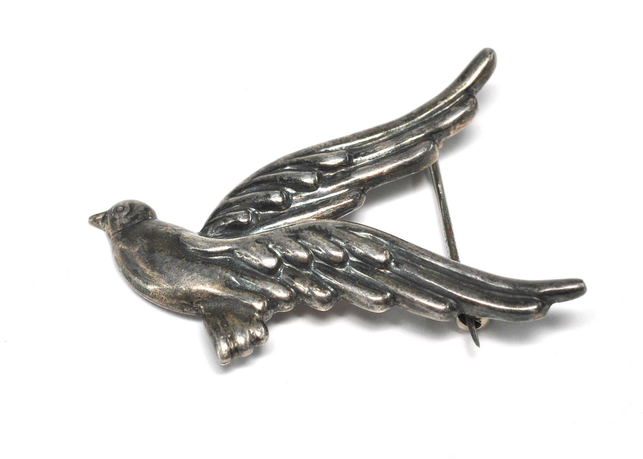  S.Castillo, Taxco Mexican sterling silver "Flying bird" brooch 