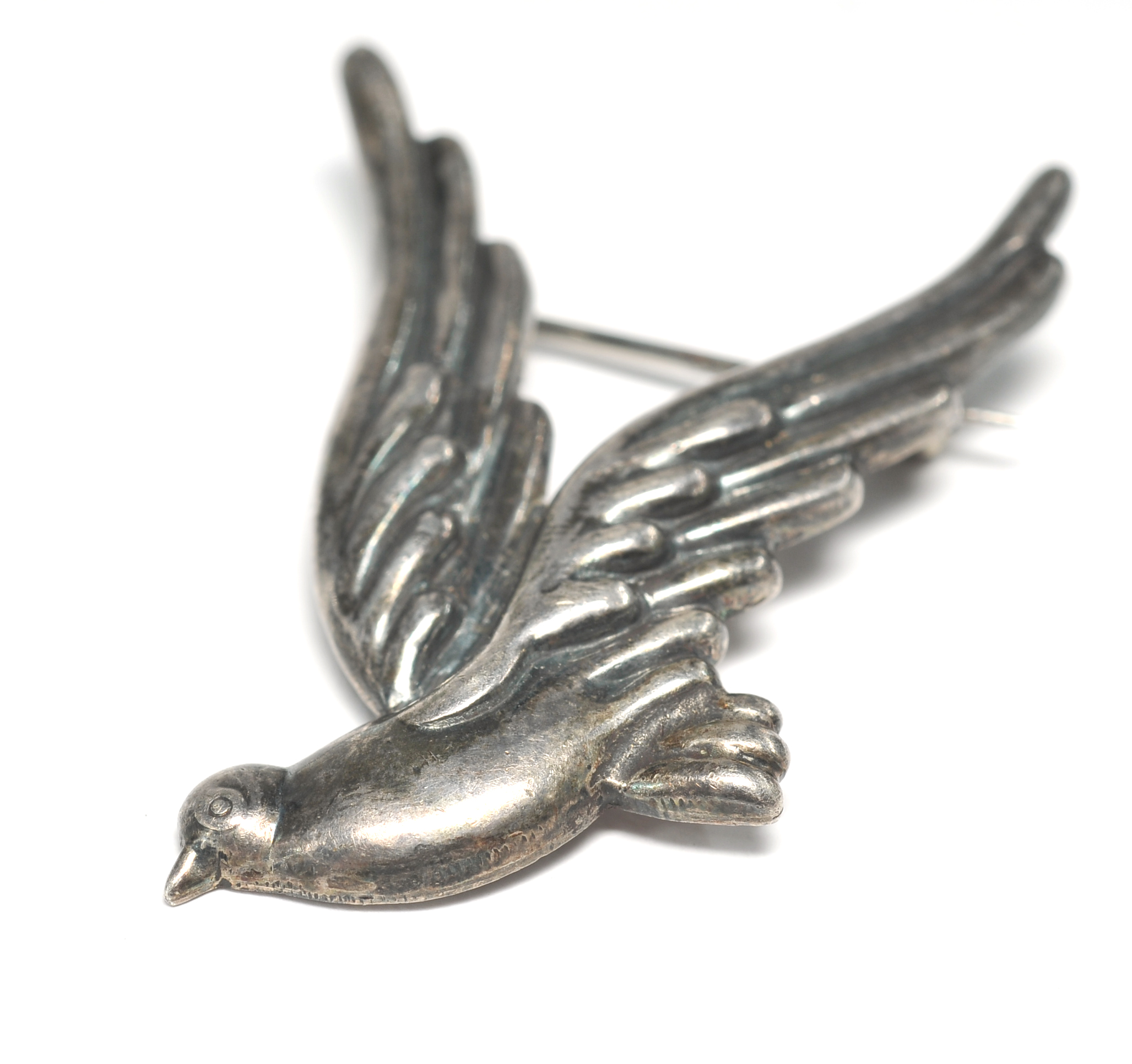  S.Castillo, Taxco Mexican sterling silver "Flying bird" brooch 