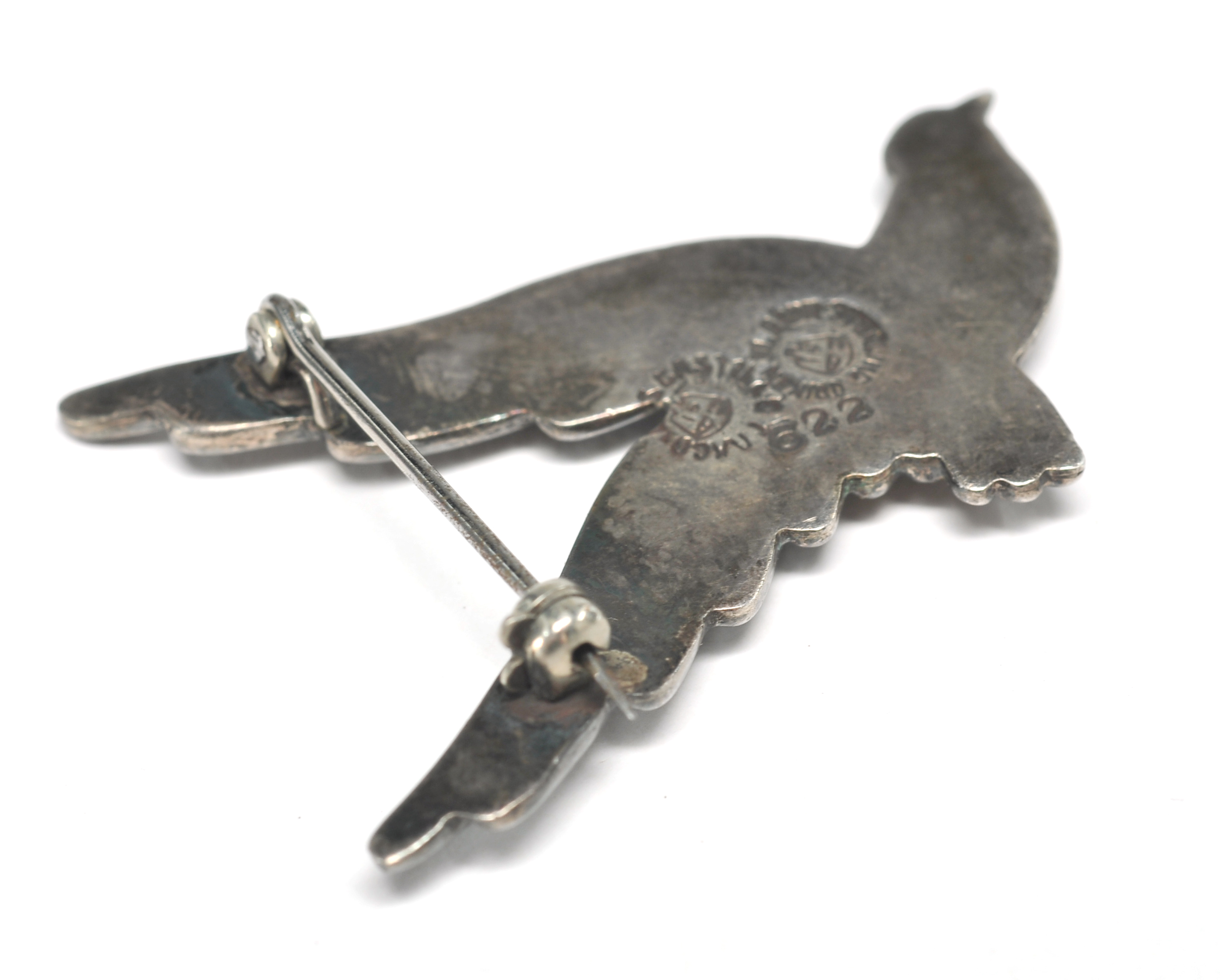  S.Castillo, Taxco Mexican sterling silver "Flying bird" brooch 