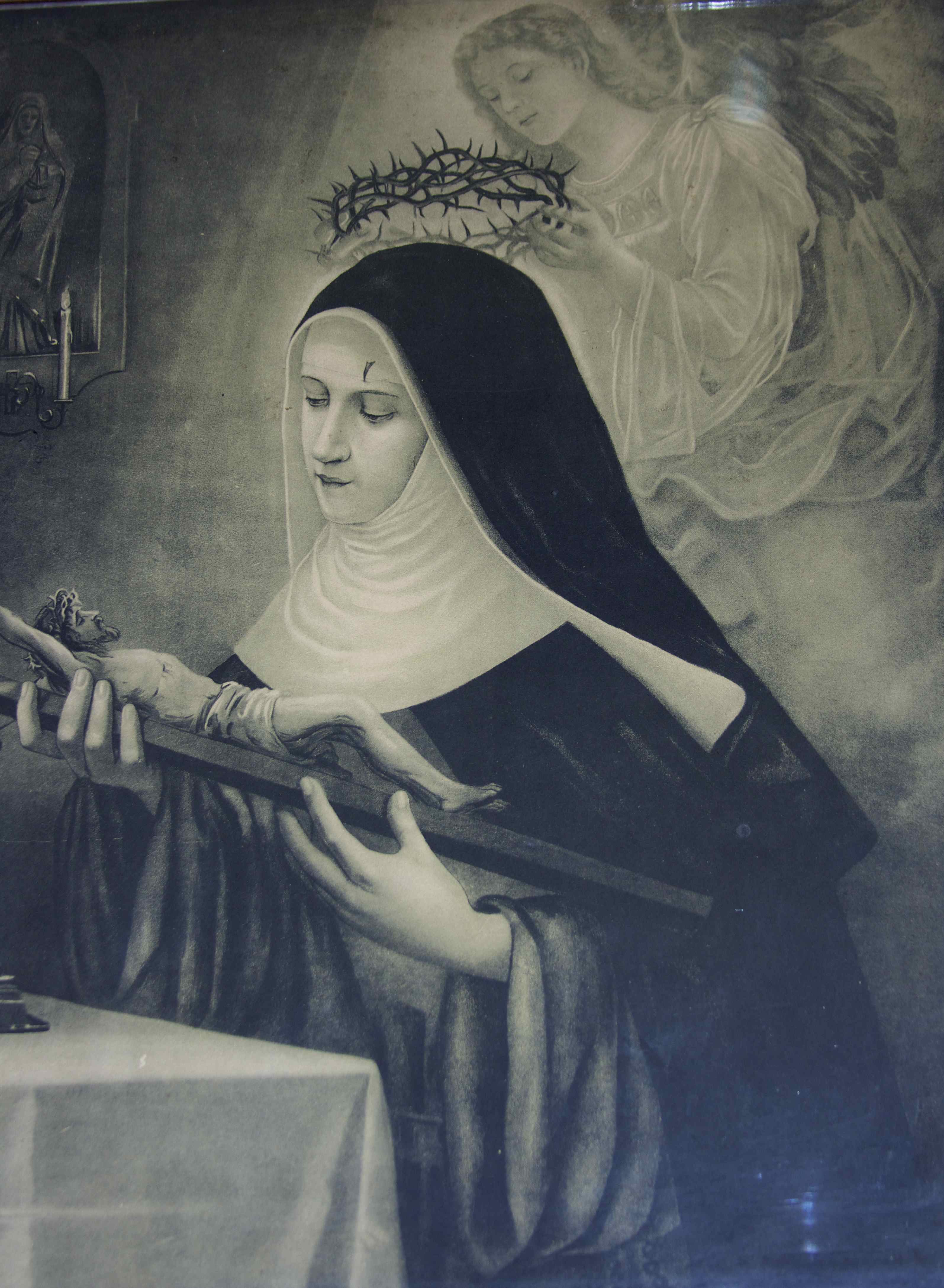 ST. RITA CASCIA HOLDING CRUCIFIX AND TWO CRUCIFIXES