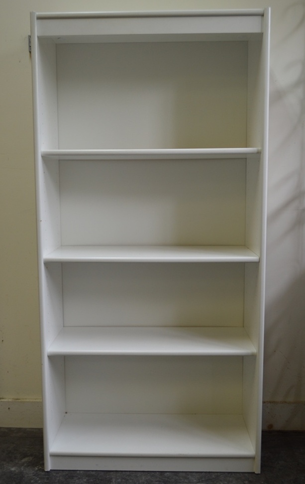 White Melamine Four Shelf Bookcase