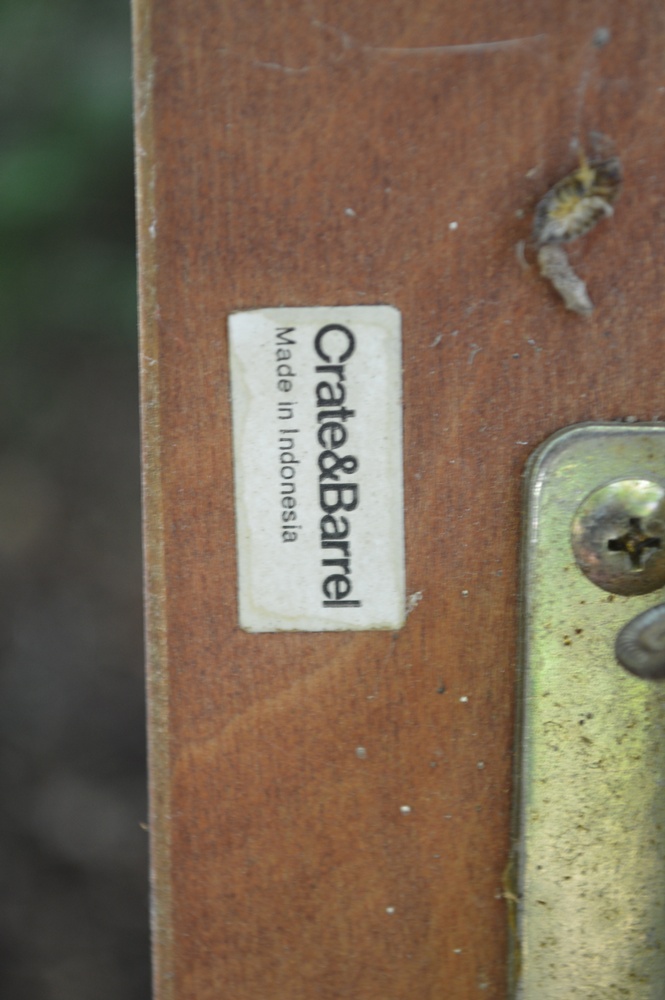 Crate and Barrel Canvas and Wood Folding Beach Chairs