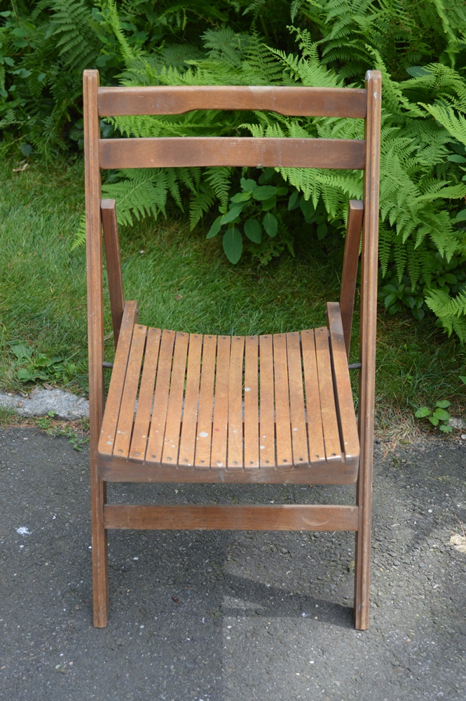 Two Folding Wooden Chairs