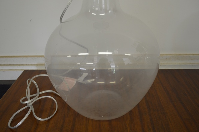 2 Sleek, Modern, Clear Hand Blown Glass Lamps