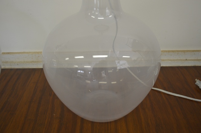2 Sleek, Modern, Clear Hand Blown Glass Lamps
