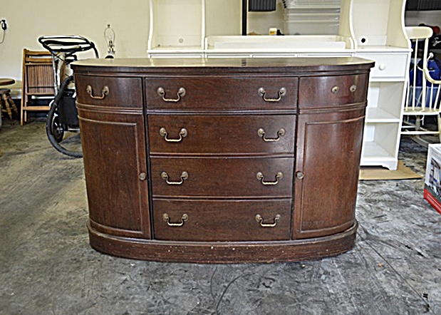 Vintage Bowfront 4 Drawer Credenza