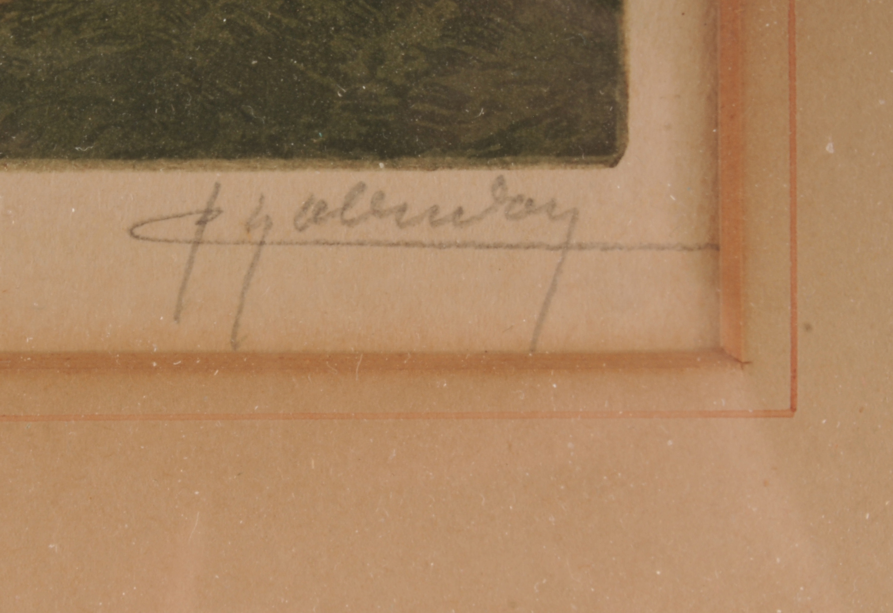 Signed Vintage Print of Tree at the Edge of a River