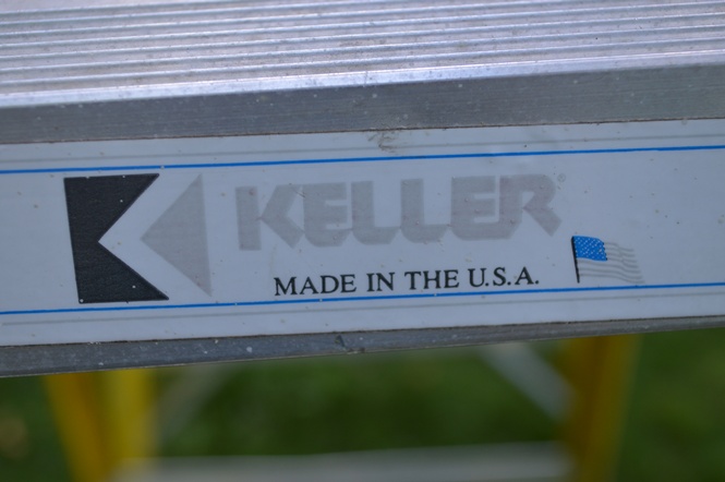 Werner and Keller Yellow Folding Fiberglass Ladders