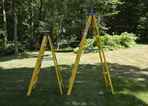 Werner and Keller Yellow Folding Fiberglass Ladders