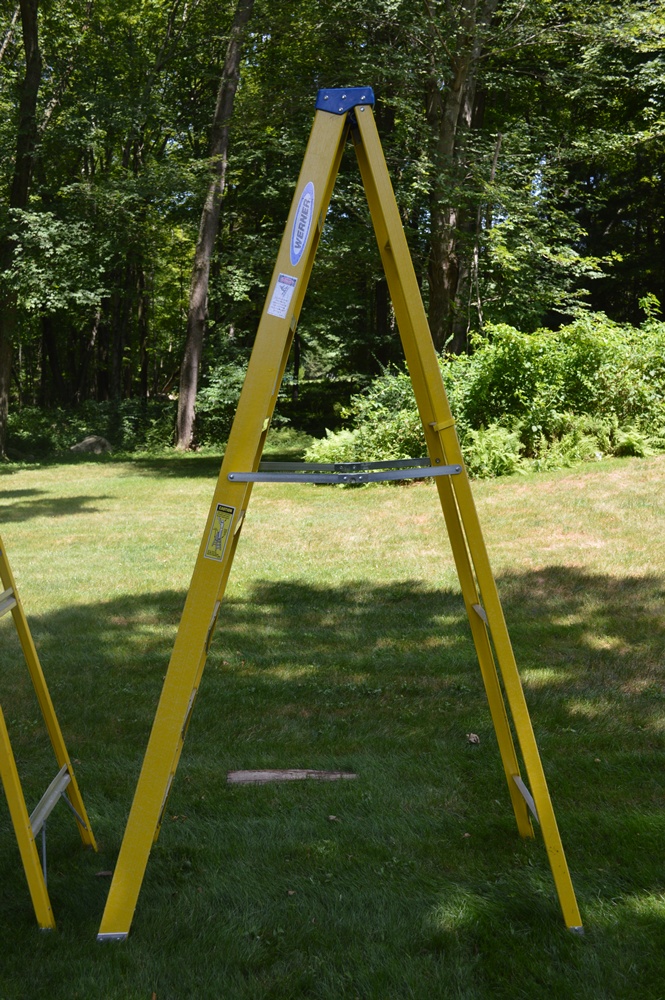 Werner and Keller Yellow Folding Fiberglass Ladders