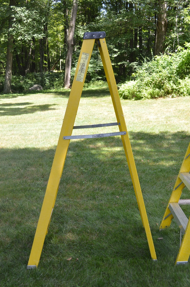 Werner and Keller Yellow Folding Fiberglass Ladders