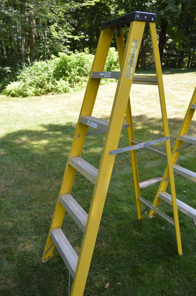 Werner and Keller Yellow Folding Fiberglass Ladders