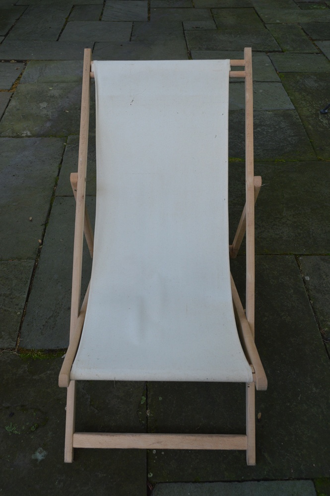 Canvas and Wood Slingback Folding Chairs