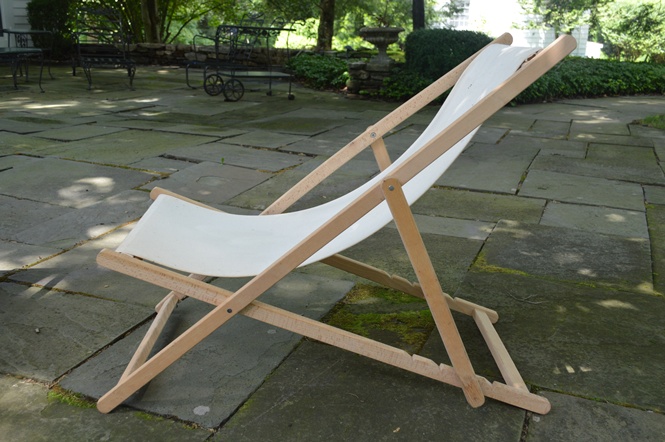 Canvas and Wood Slingback Folding Chairs
