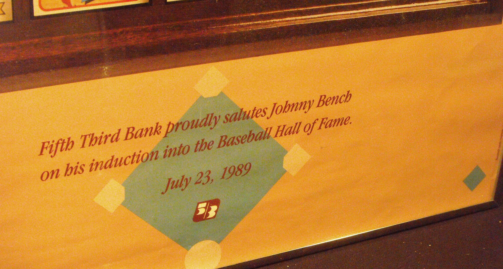 1989 Framed HOF Johnny Bench "IT WAS IN THE CARDS" Cincinnati Reds Poster