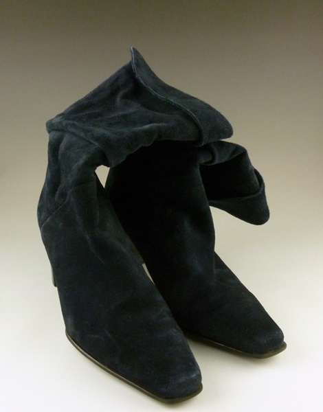 Collection of Scrunched Blue Suede Mid Calf Boots
