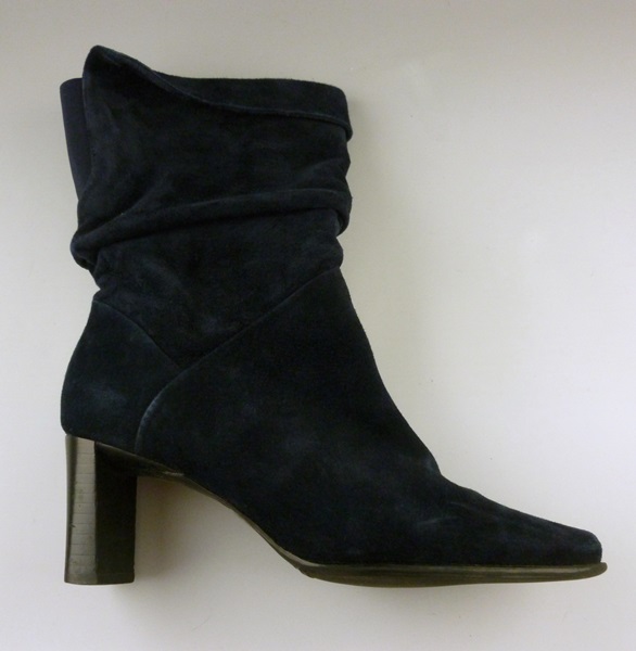 Collection of Scrunched Blue Suede Mid Calf Boots
