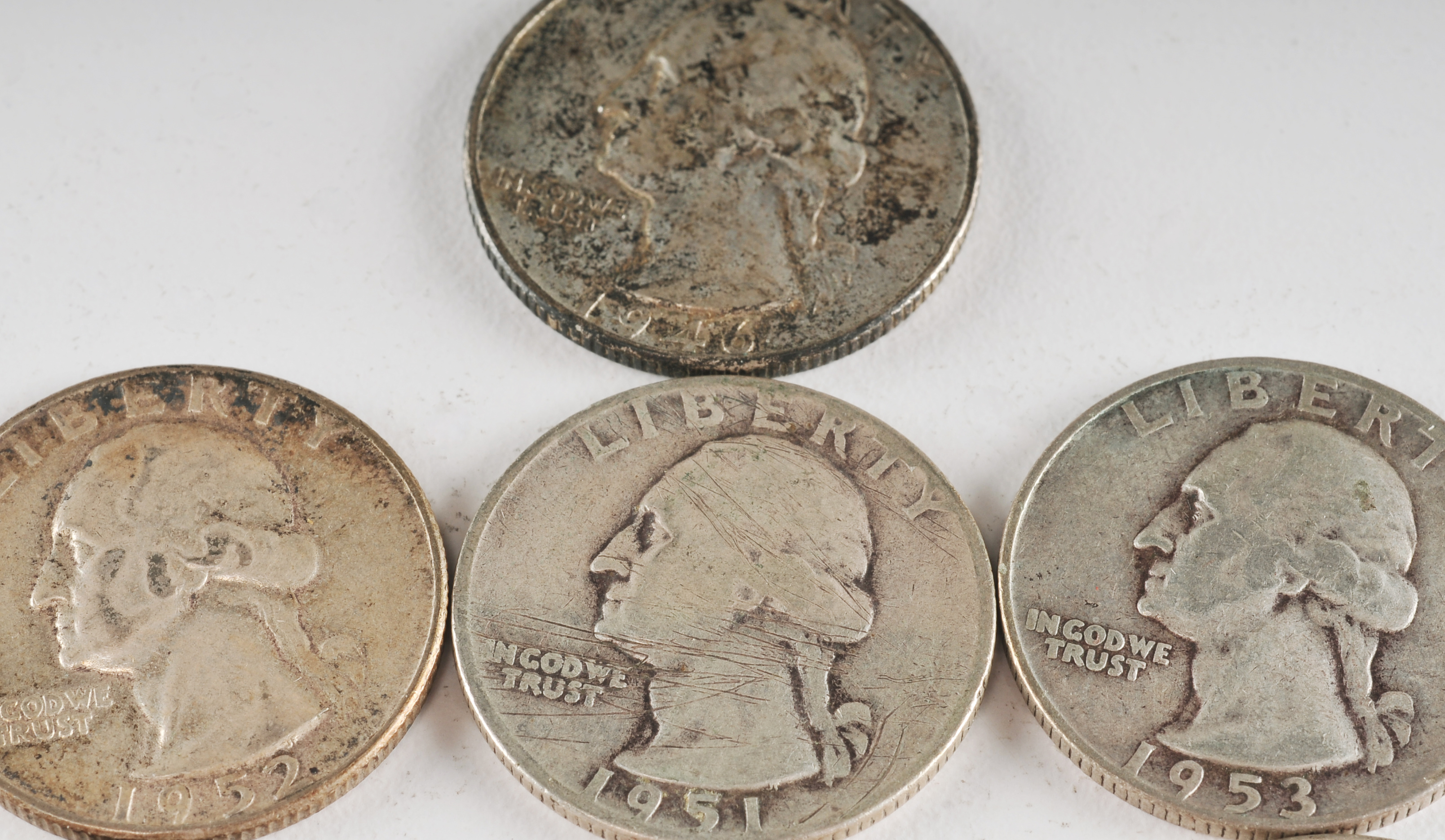 Group of (10) George Washington silver quarters including the following: 1936, 1942, 1944, 1945, 1946, 1951, 1951 D, 1952, 1952 D, and 1953 D