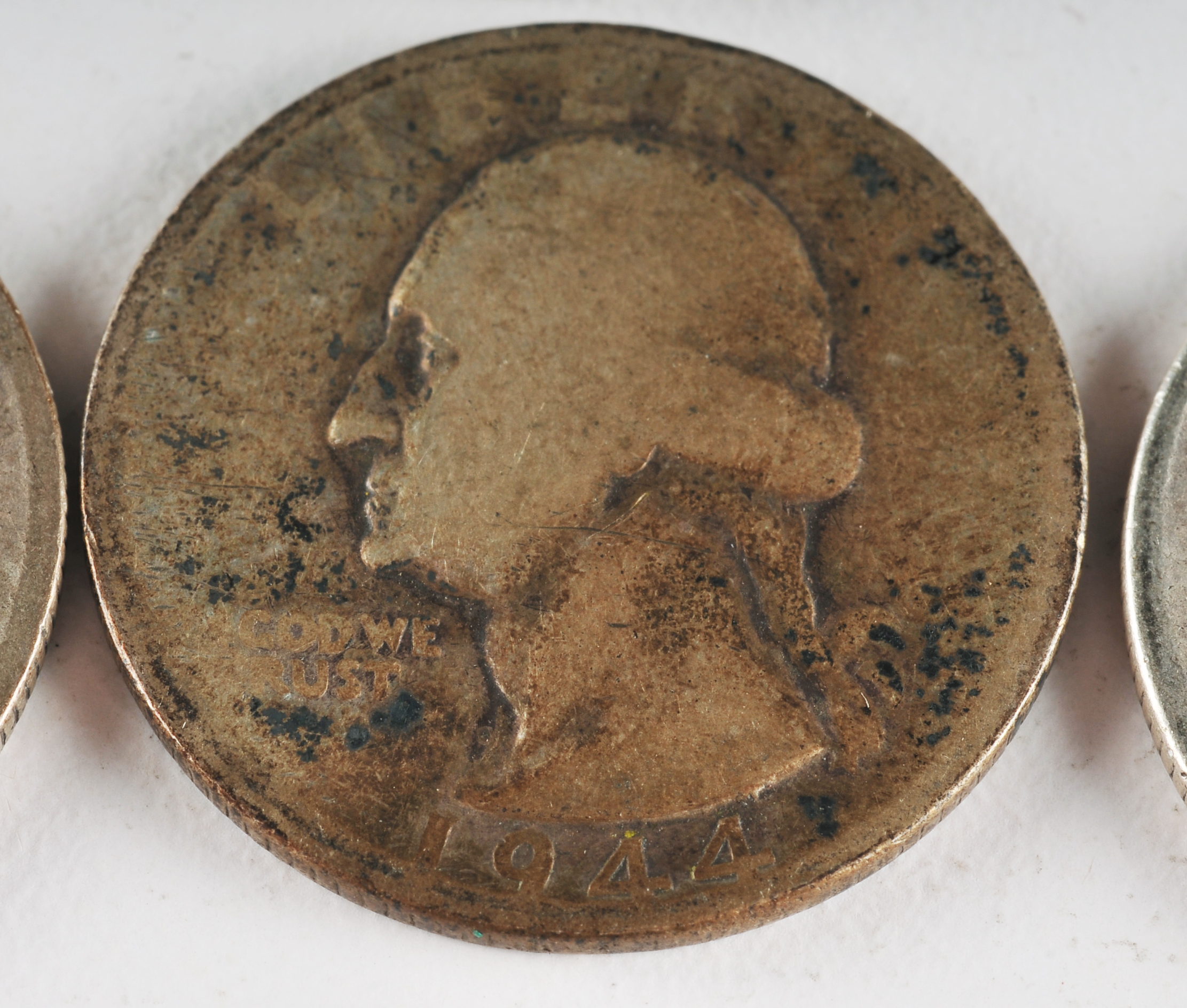 Group of (10) George Washington silver quarters including the following: 1934, 1935, 1936, 1941, 1942, 1943, 1943 D, 1944, 1944 S, and 1945