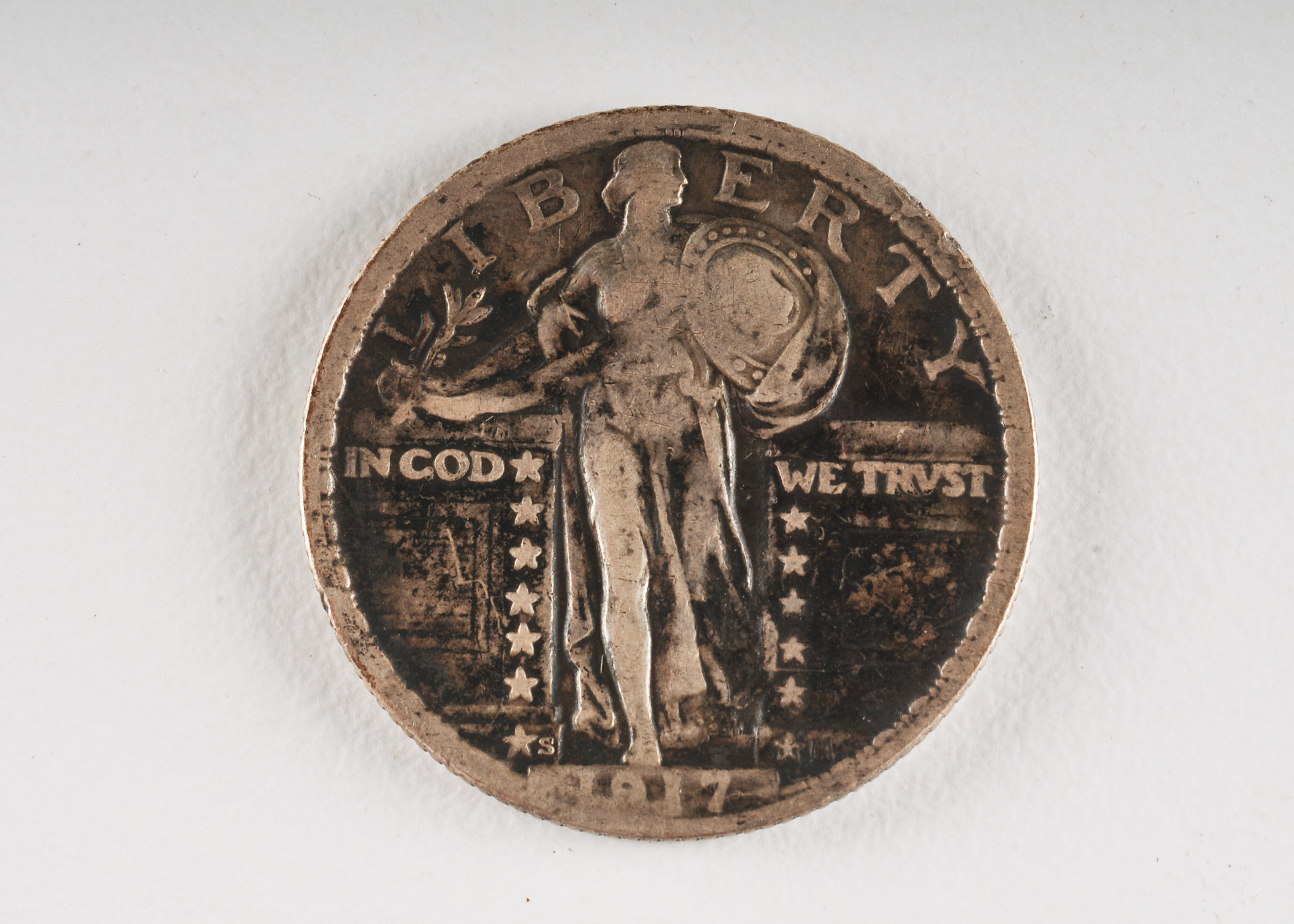 1917 S silver Barber quarter