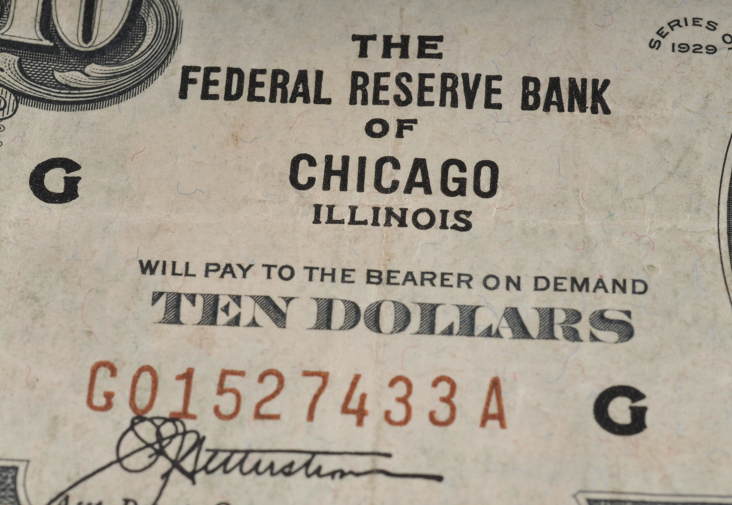 1929 Ten dollar National Currency note with red seal