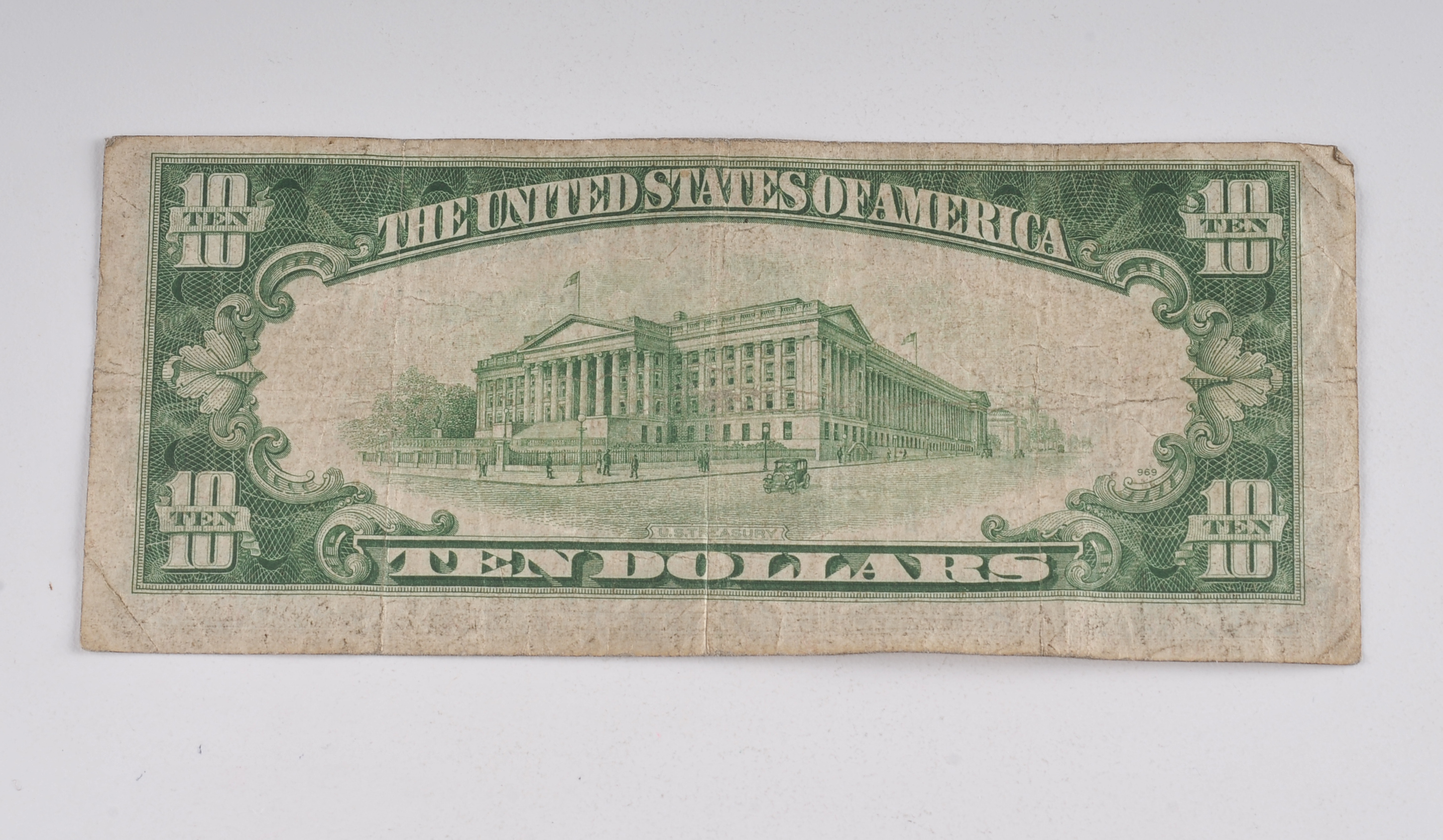 1934 A Ten Dollar silver certificate with yellow seal