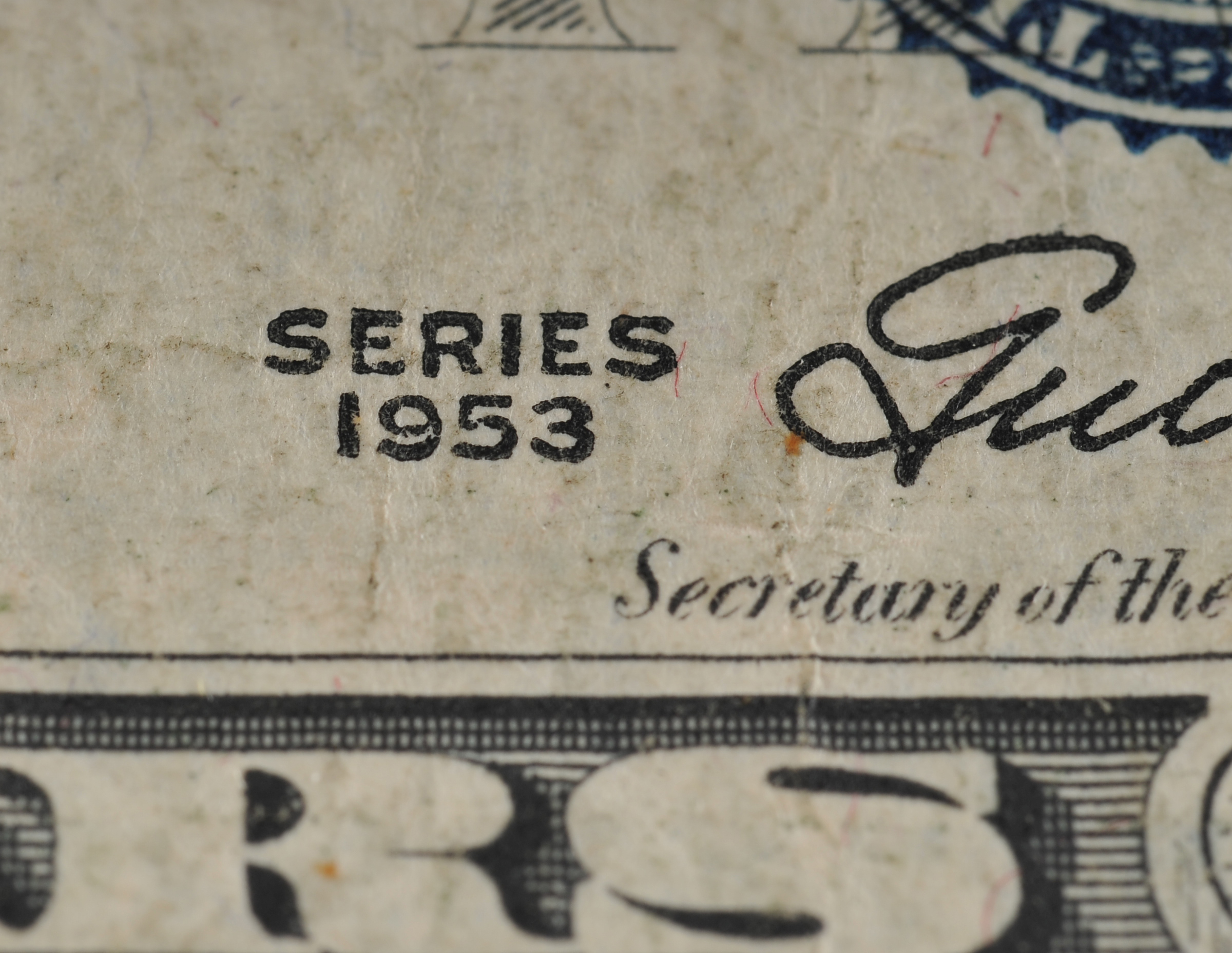 1953 Five Dollar silver certificate with blue seal