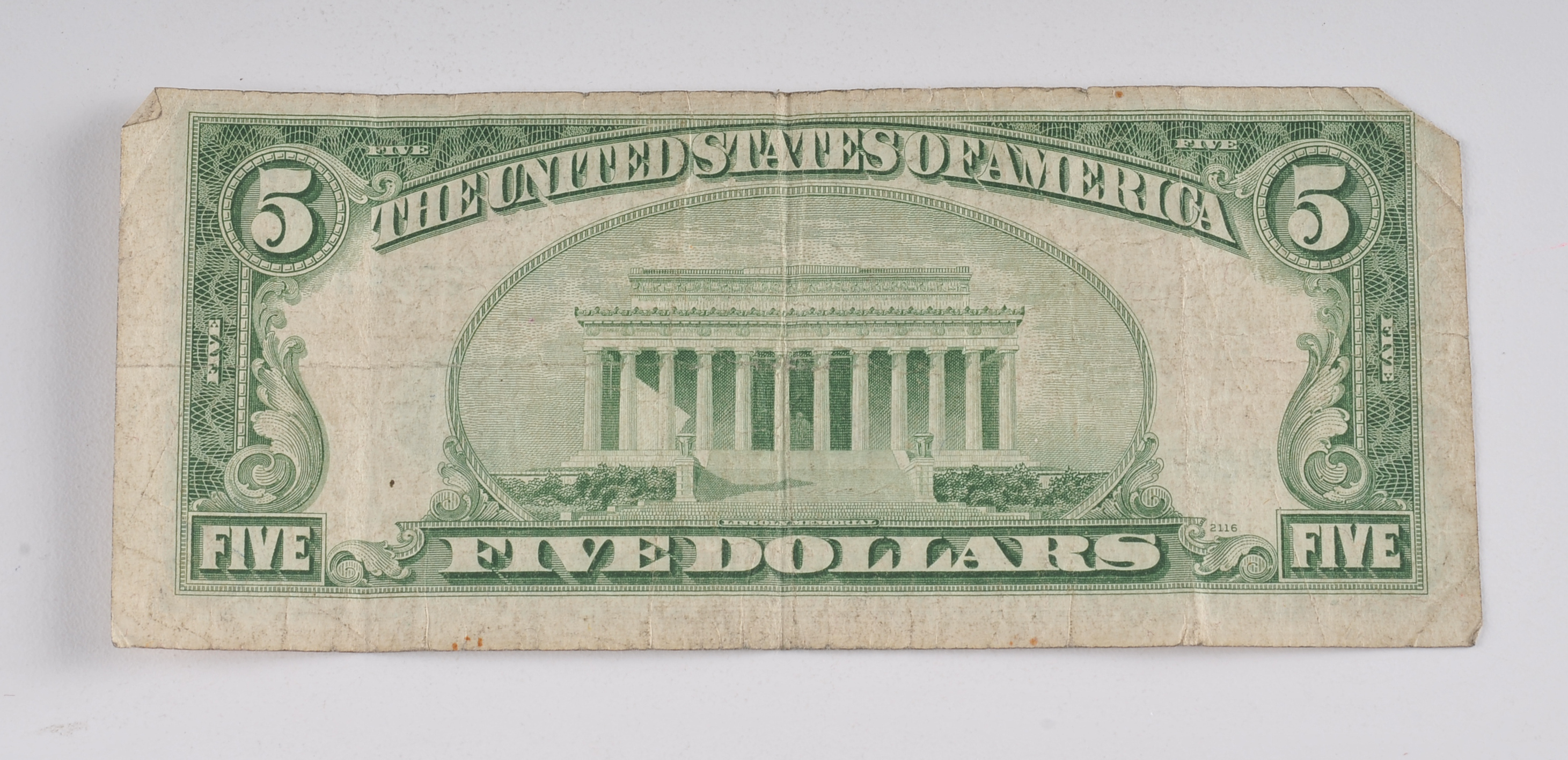 1953 Five Dollar silver certificate with blue seal