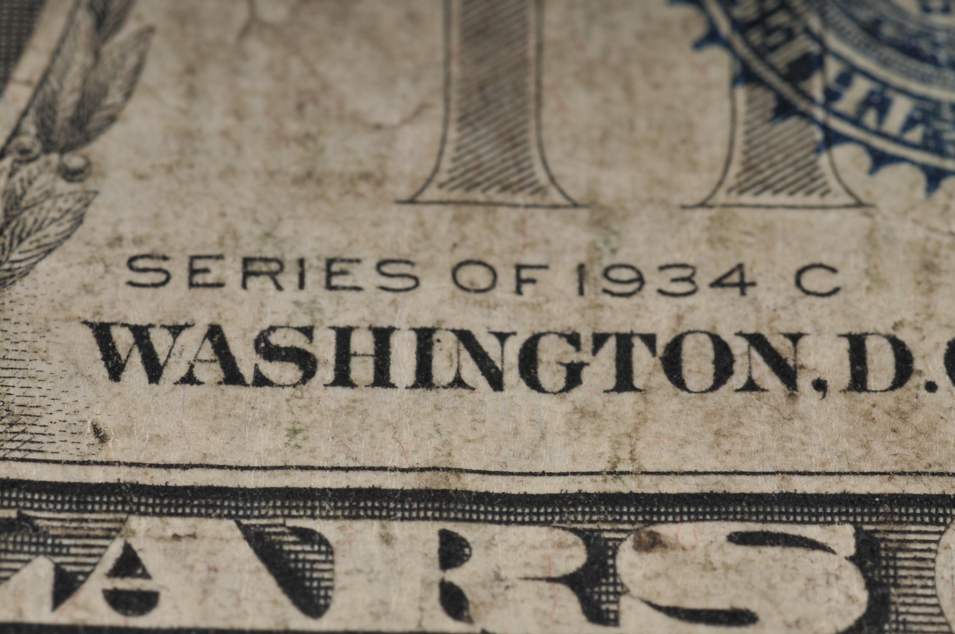 1934 C Five Dollar silver certificate with blue seal