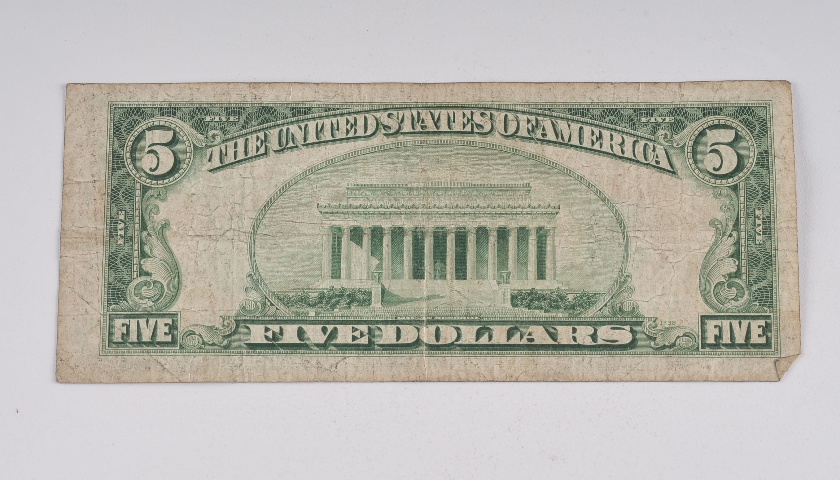 1934 C Five Dollar silver certificate with blue seal