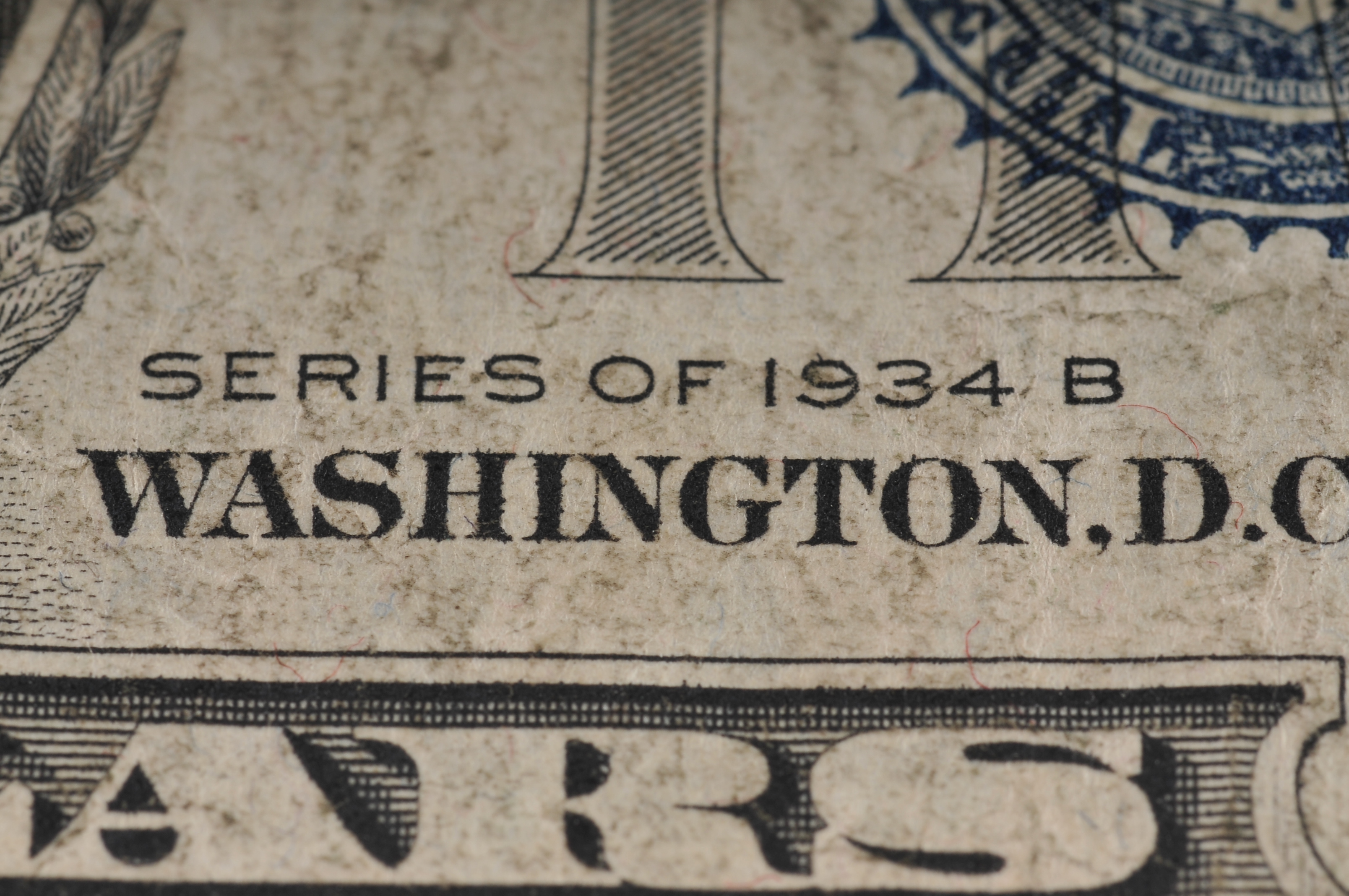 1934 B Five Dollar silver certificate with blue seal