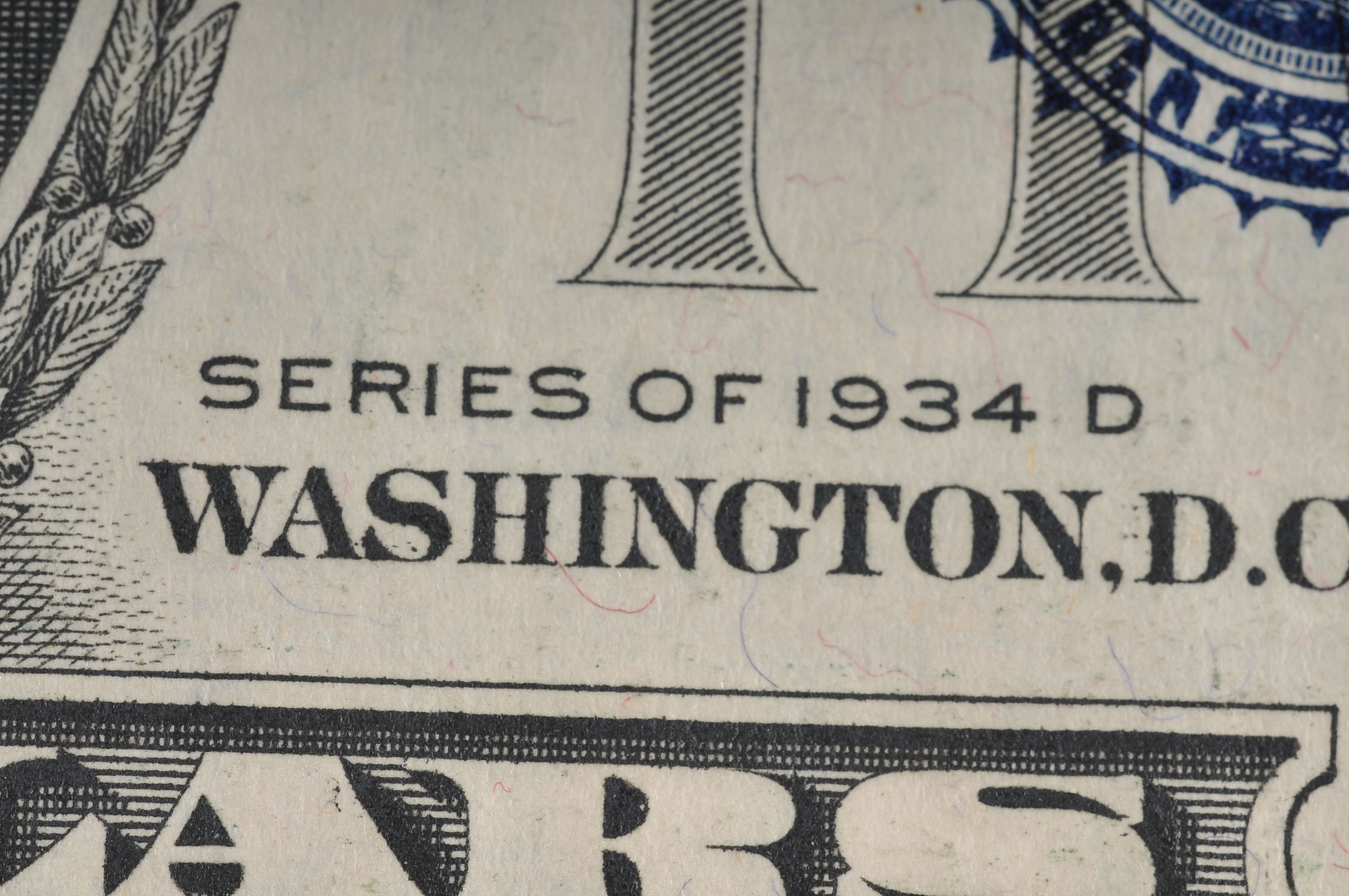 1934 D Five Dollar silver certificate with blue seal