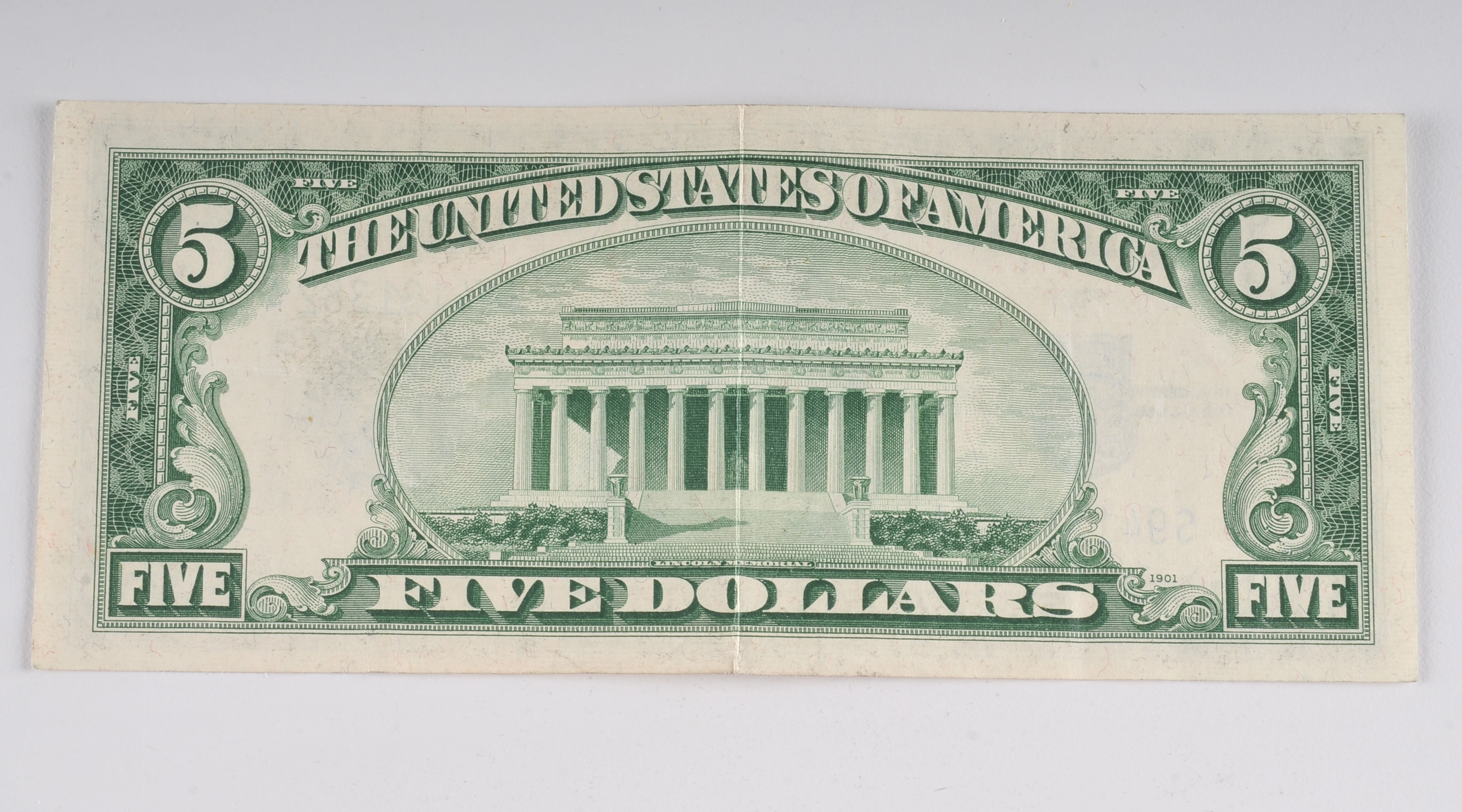 1934 D Five Dollar silver certificate with blue seal