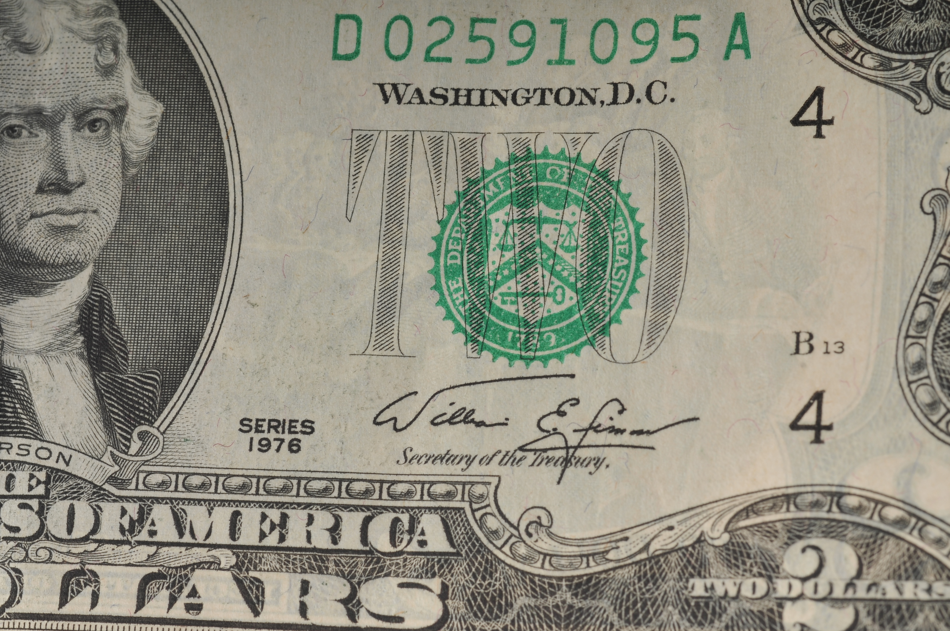 Group of (10) green seal 1976 Bicentennial Two dollar bills