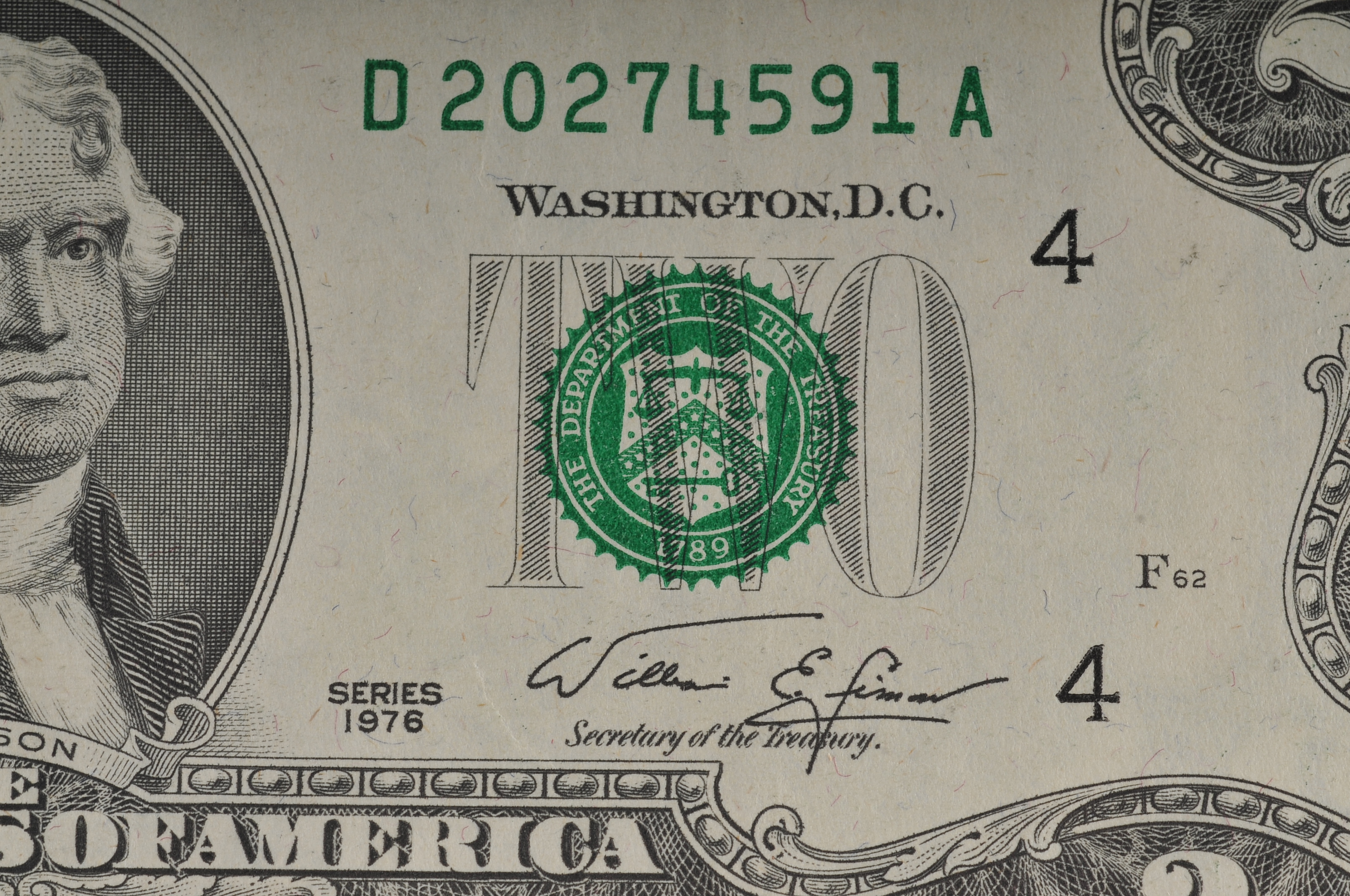 Group of (10) green seal 1976 Bicentennial Two dollar bills