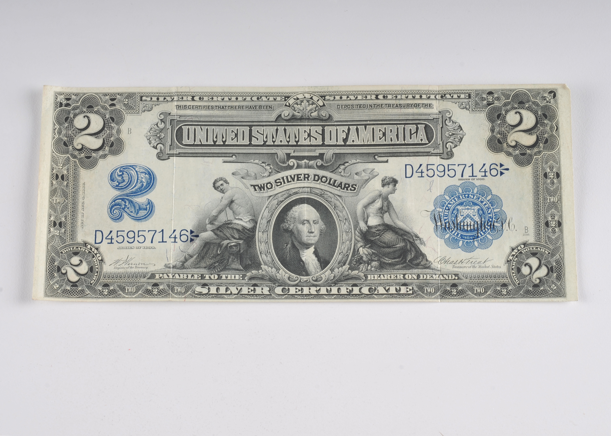 1899 Blue Seal Two Dollar silver certificate