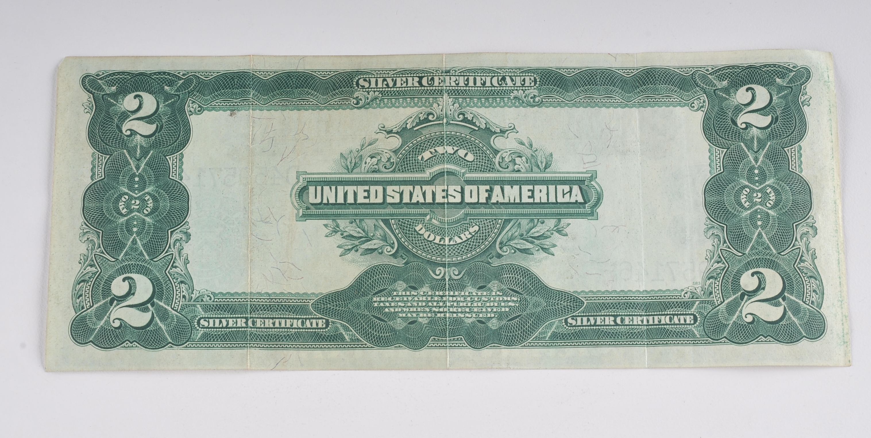 1899 Blue Seal Two Dollar silver certificate