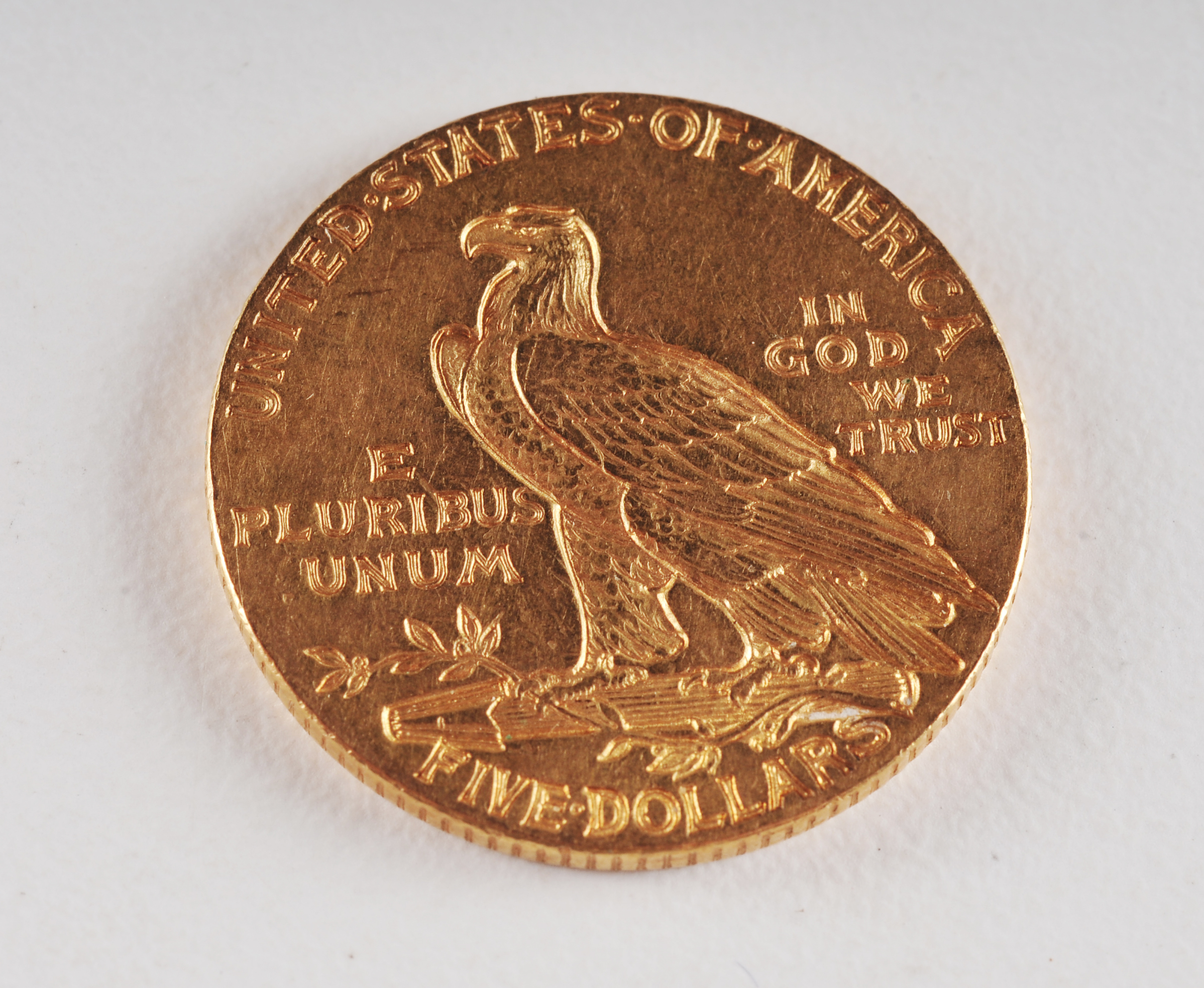 1911 $5 Indian Head gold coin